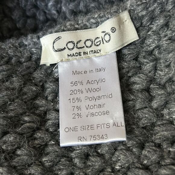 Cocogio gray sweater‎ knit cape one size fits all made in Italy - Picture 5 of 5